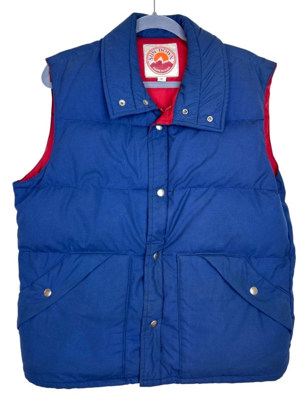 Vintage Sun Down Puffer Sz M Vest USA Made Hiking Gorpcore Snap Pocket Outdoor